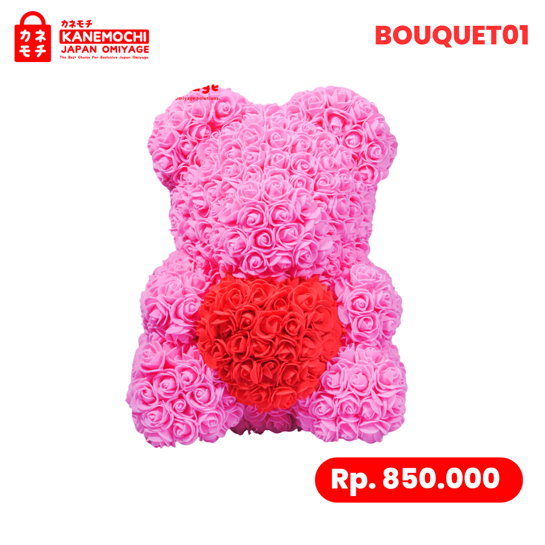 Varian TEDDY BEAR ROSE BOUQUET  (VARIASI LOVE) BABY PINK dari Tokyo Heart Blossom Bouquet - SURPRISE ULANG TAHUN...