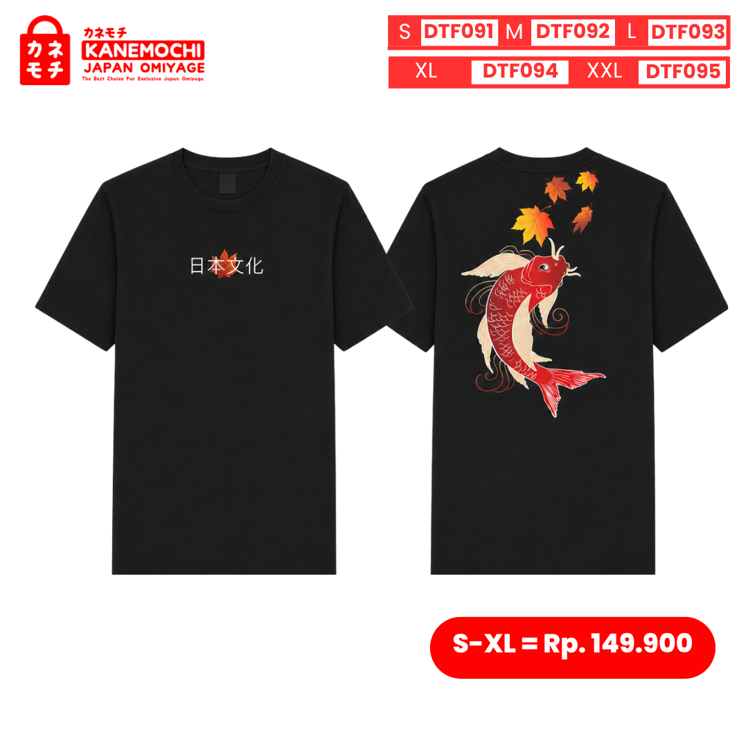 Varian DTF KOI (BLACK) = L dari IMPERIAL COLLECTION TEE RED KOI JAPAN (BLACK) - CO...