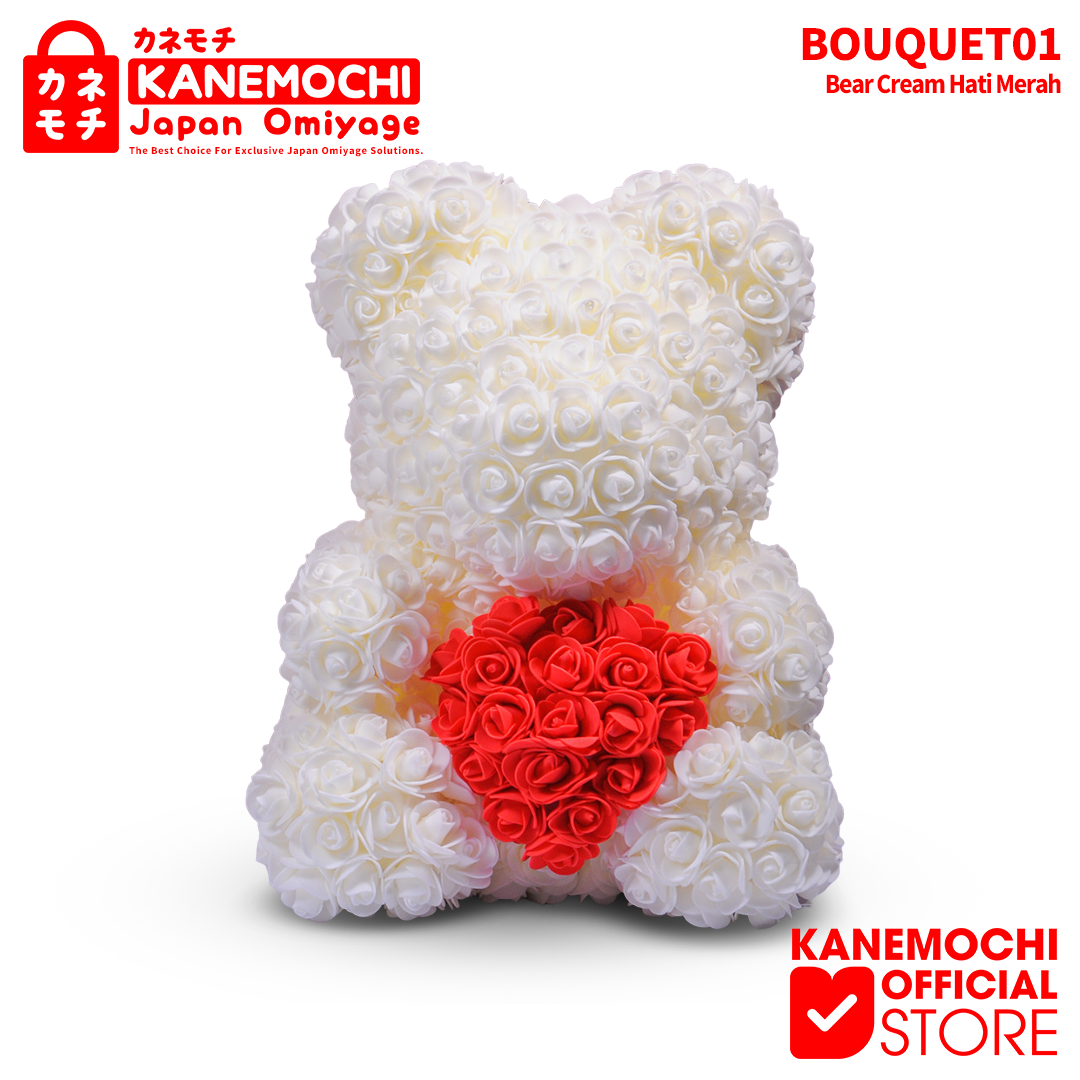 Varian TEDDY BEAR ROSE BOUQUET  (VARIASI LOVE) CREAM LOVE MERAH dari KANEMOCHI TEDDY BEAR ROSE BOUQUET - KANEMOCHI TEDD...