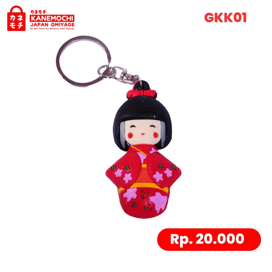 Varian OBI ORANGE dari Kokeshi Heritage Charm | Gantungan Kunci Geisha Je...