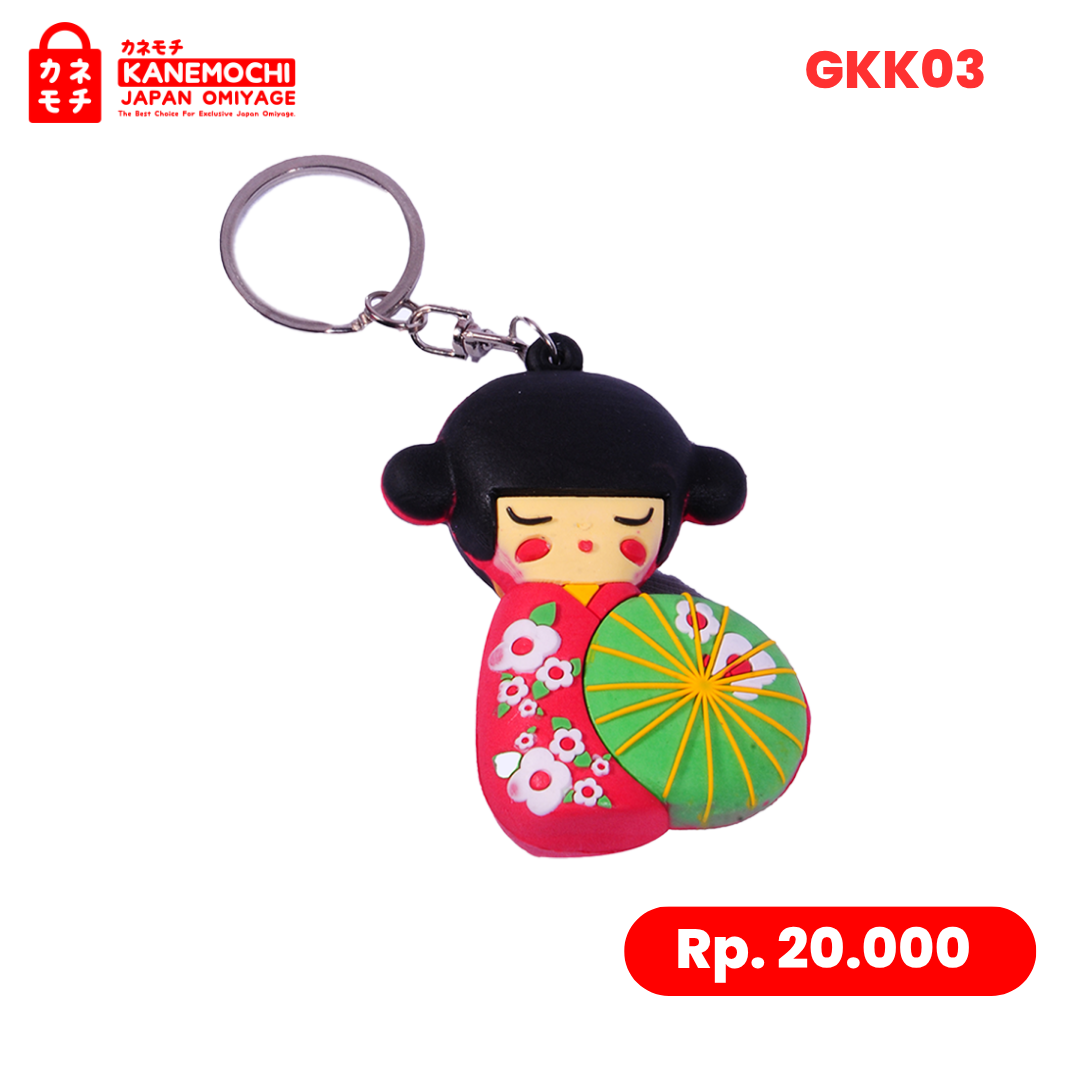Varian PAYUNG HIJAU dari Kokeshi Heritage Charm | Gantungan Kunci Geisha Je...