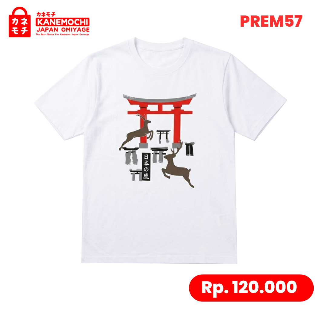 Varian KAOS PREMIUM DEER & TORII GATE (WHITE)  dari PRESTIGE COLLECTION TEE IVORY EDITION (WHITE) -  K...