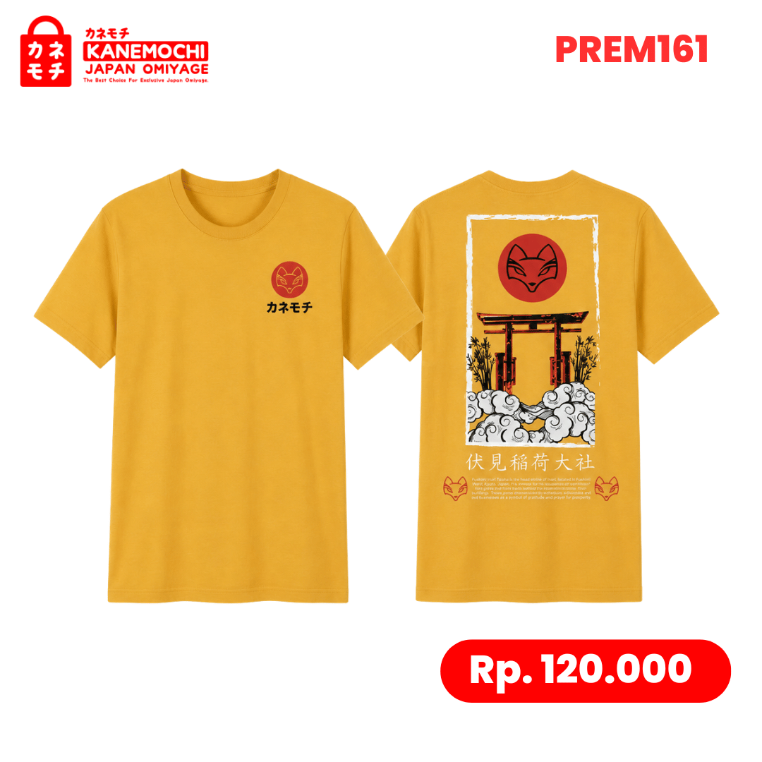 Varian KAOS PREMIUM KITSUNE & FUSHIMI INARI (YELLOW) dari PRESTIGE COLLECTION TEE GOLD EDITION (YELLOW) - KA...