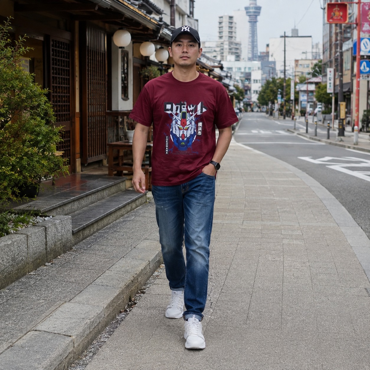 Varian MERAH MAROON dari KAOS BASIC KANEMOCHI