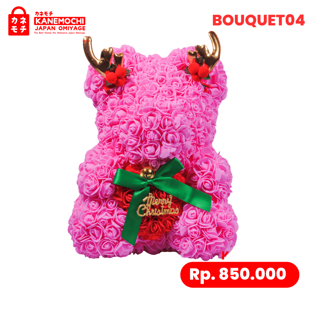 Varian TEDDY BEAR ROSE BUKET (VARIASI UNIQUE) CHRISTMAS PINK dari Tokyo Colorful Love Bouquet - Tokyo Christmas Blos...