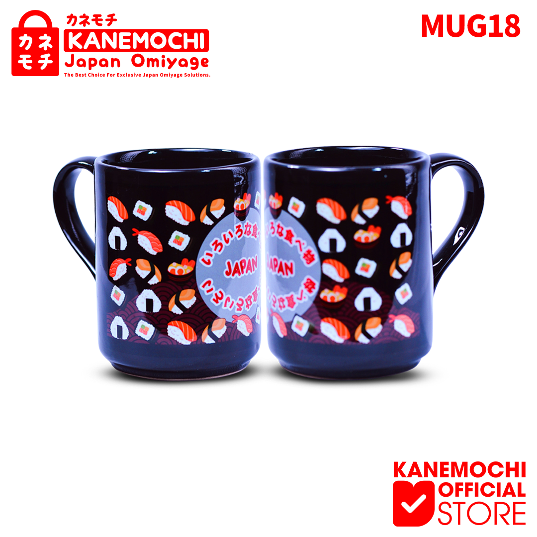 Varian SUSHI dari KANEMOCHI MUG KERAMIK BLACK SOUVENIR GELAS KHAS JE...