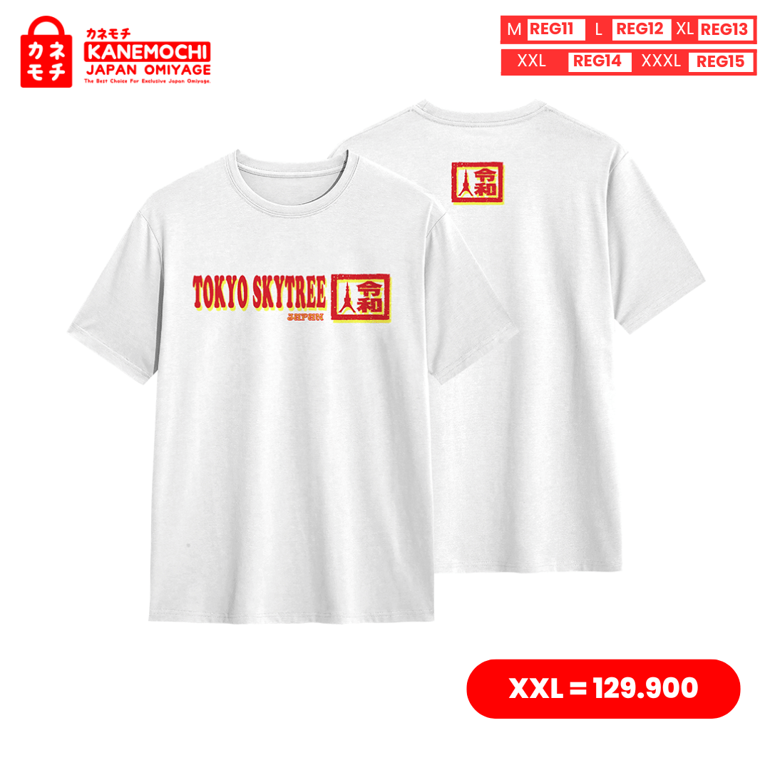 Varian KAOS PUTIH TOKYO SKYTREE = XXL dari JAPANESSE SIGNATURE TEE PEARL COLLECTION MOTIF TOK...