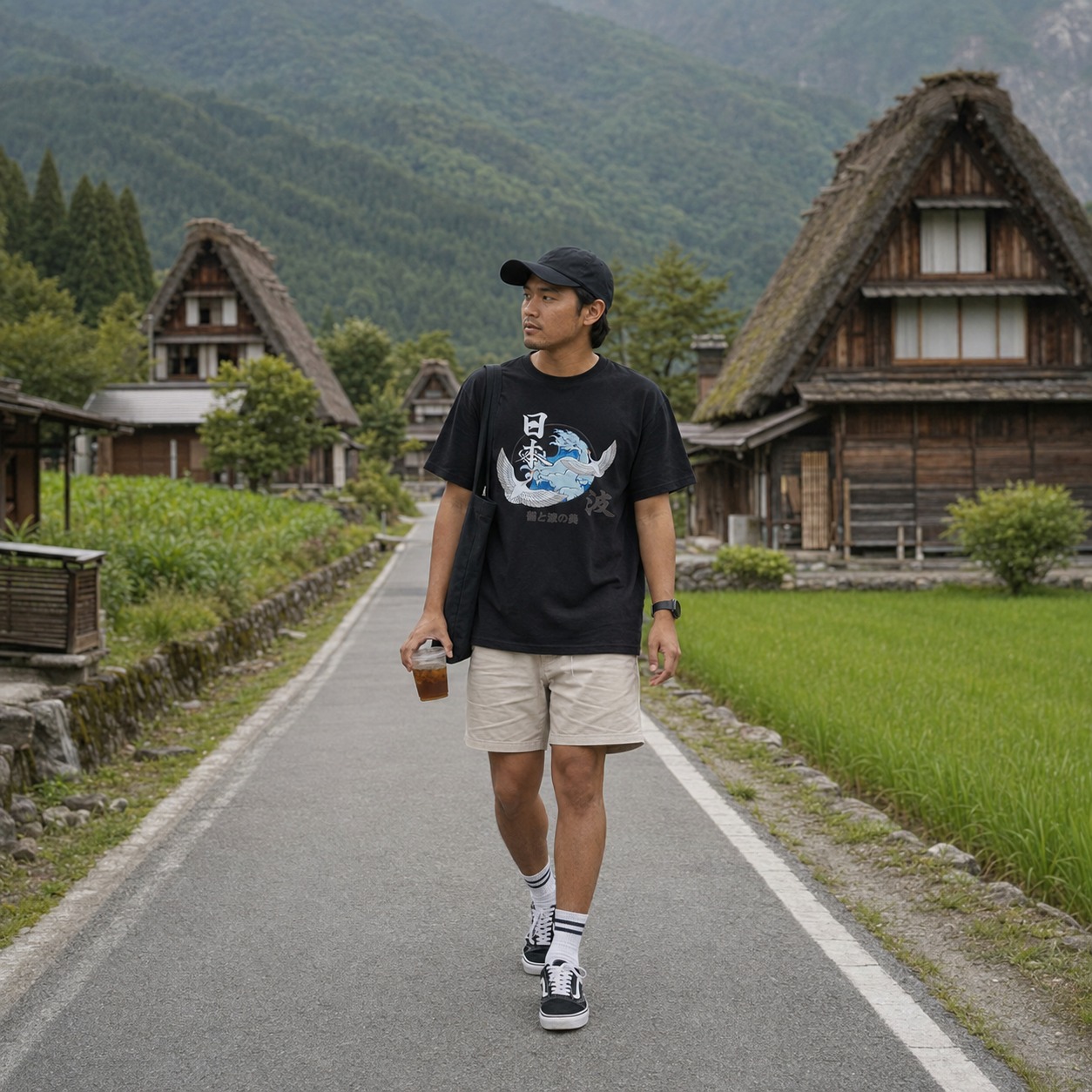 Varian HITAM dari KAOS BASIC KANEMOCHI