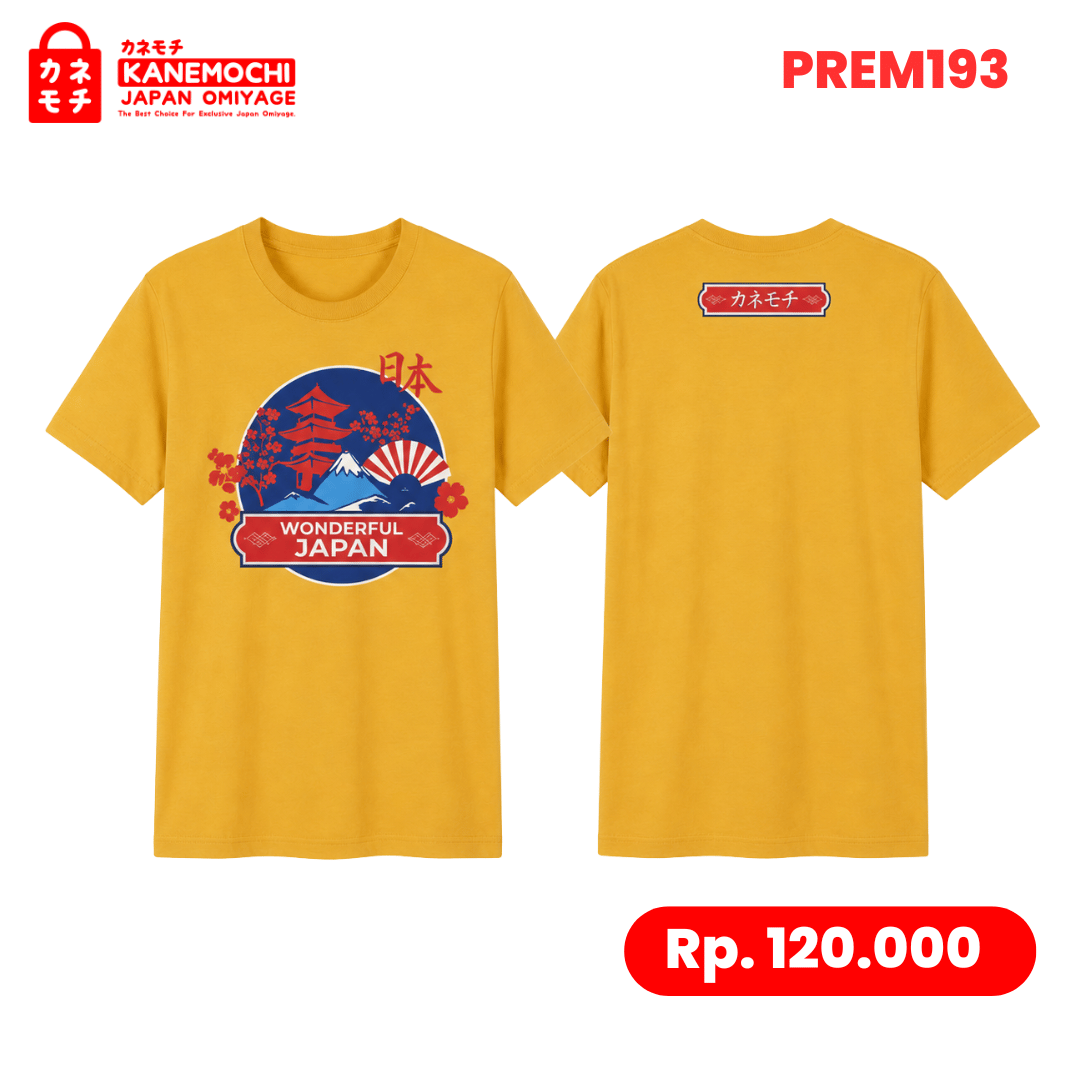Varian KAOS PREMIUM WONDERFUL JAPAN (YELLOW) dari KANEMOCHI T-SHIRT / KAOS PREMIUM MOTIF WONDERFUL J...