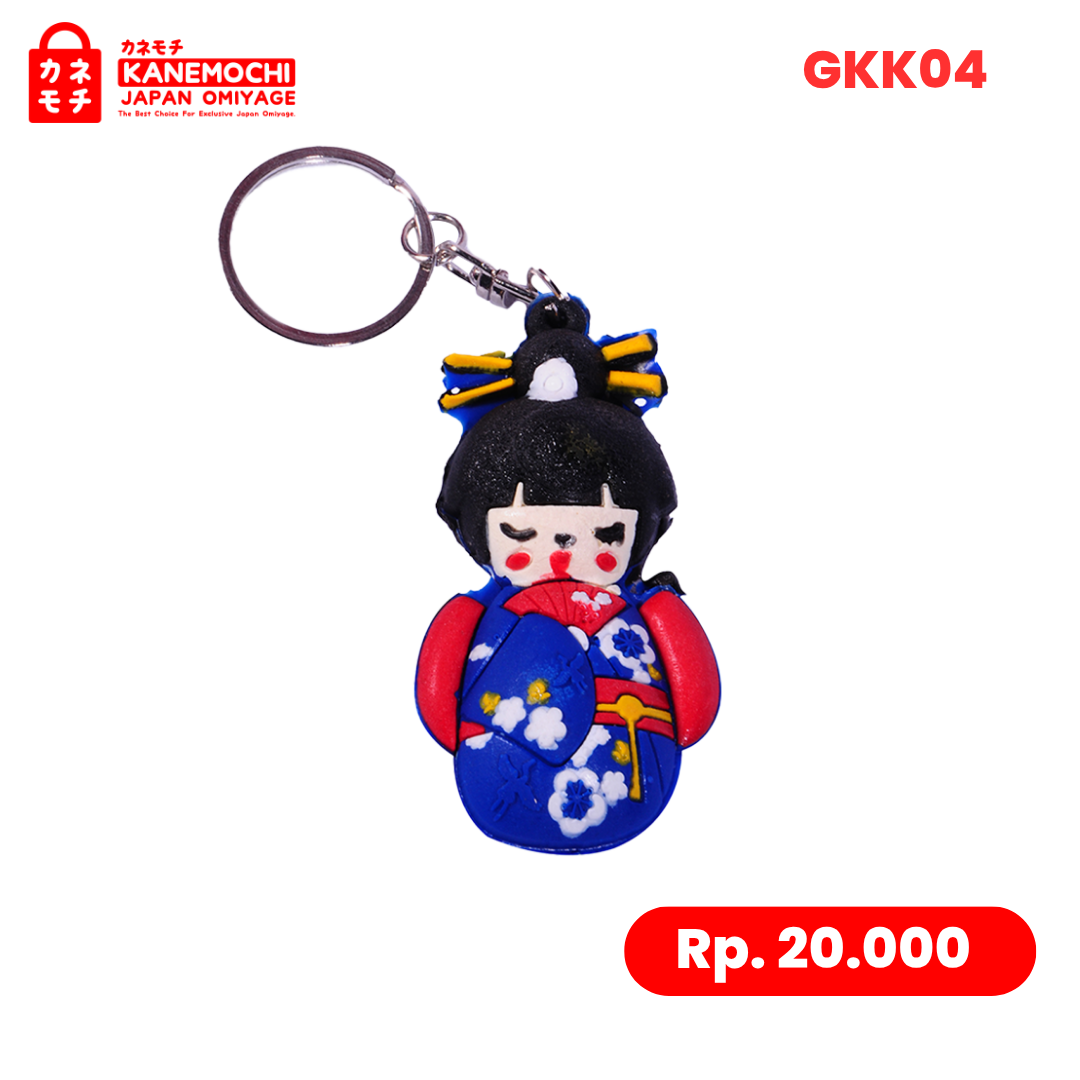Varian KIMONO BIRU dari Kokeshi Heritage Charm | Gantungan Kunci Geisha Je...