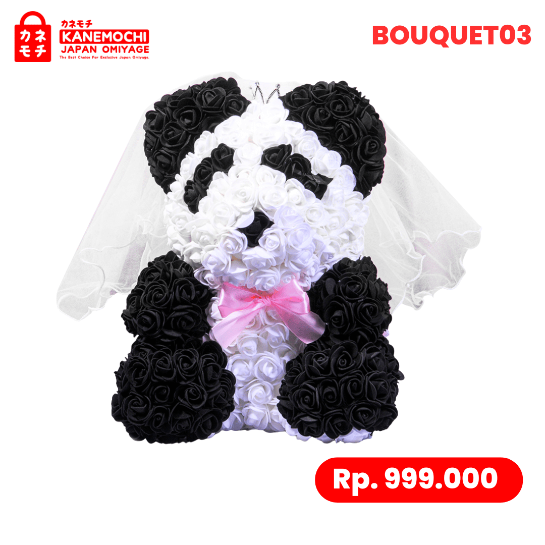 Varian TEDDY BEAR ROSE BUKET (VARIASI PENGANTIN) BLACK&WHITE dari Kyoto Bridal Blossom (VARIASI PENGANTIN) - TEDDY B...
