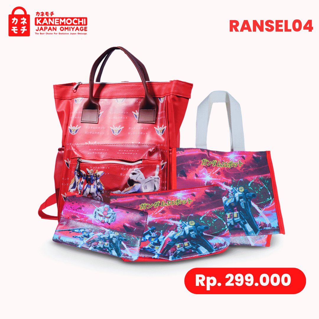Varian GUNDAM JAPAN RED dari Premium Japanese Kawaii Backpack Set | Tas Sekolah...