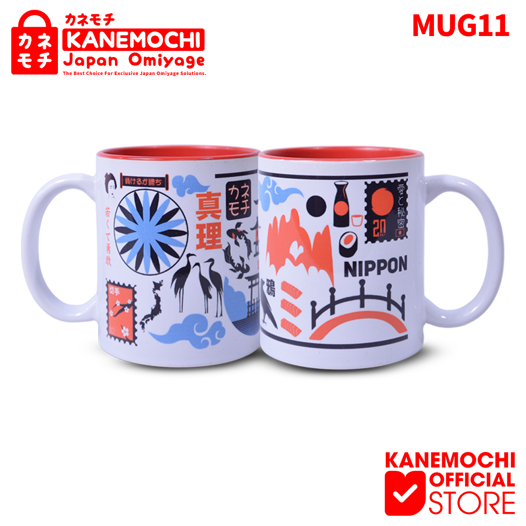 Varian JAPAN ICON dari KANEMOCHI MUG KERAMIK WHITE SOUVENIR GELAS KHAS JE...
