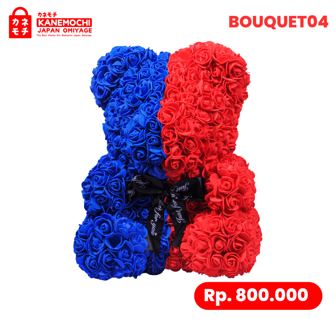 Varian TEDDY BEAR ROSE BUKET (VARIASI UNIQUE) BLUE&RED dari Tokyo Colorful Love Bouquet - Tokyo Christmas Blos...