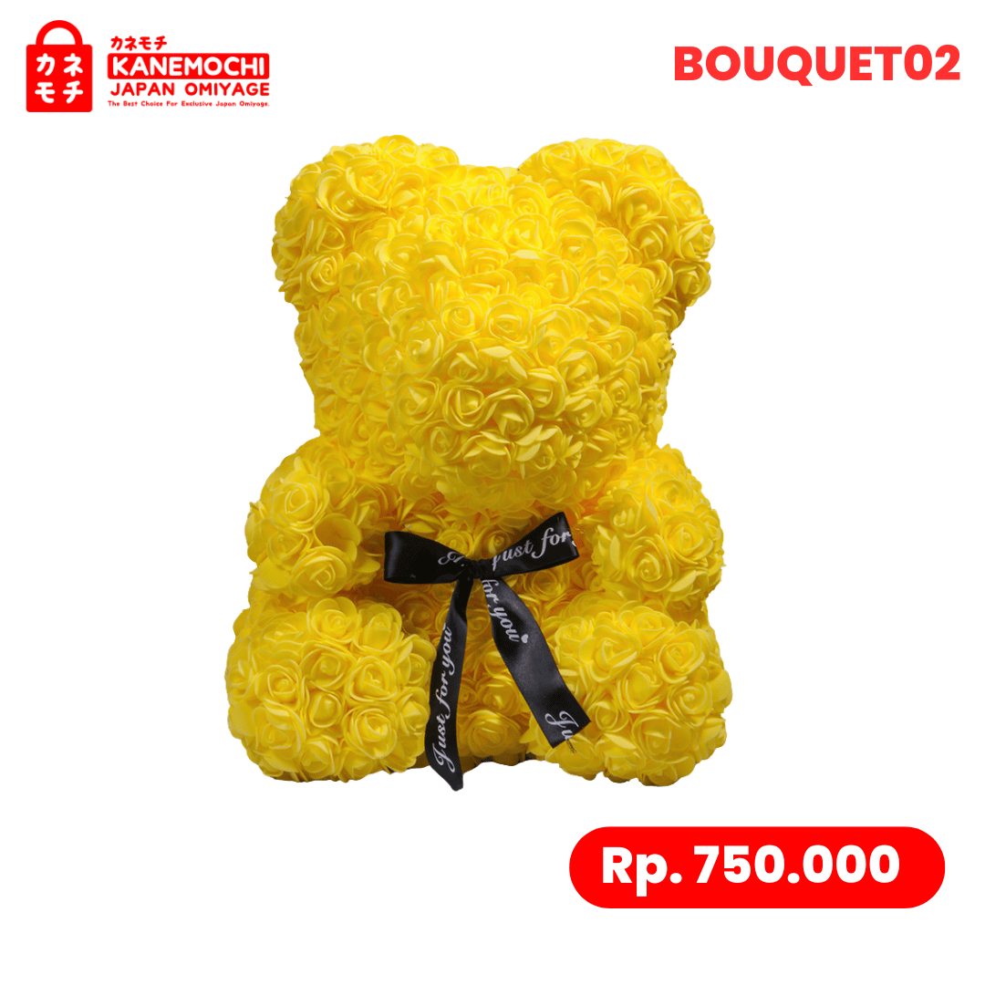 Varian TEDDY BEAR ROSE BUKET (VARIASI PITA) KUNING dari Kyoto Signature Bouquet (VARIASI PITA) - SURPRISE...