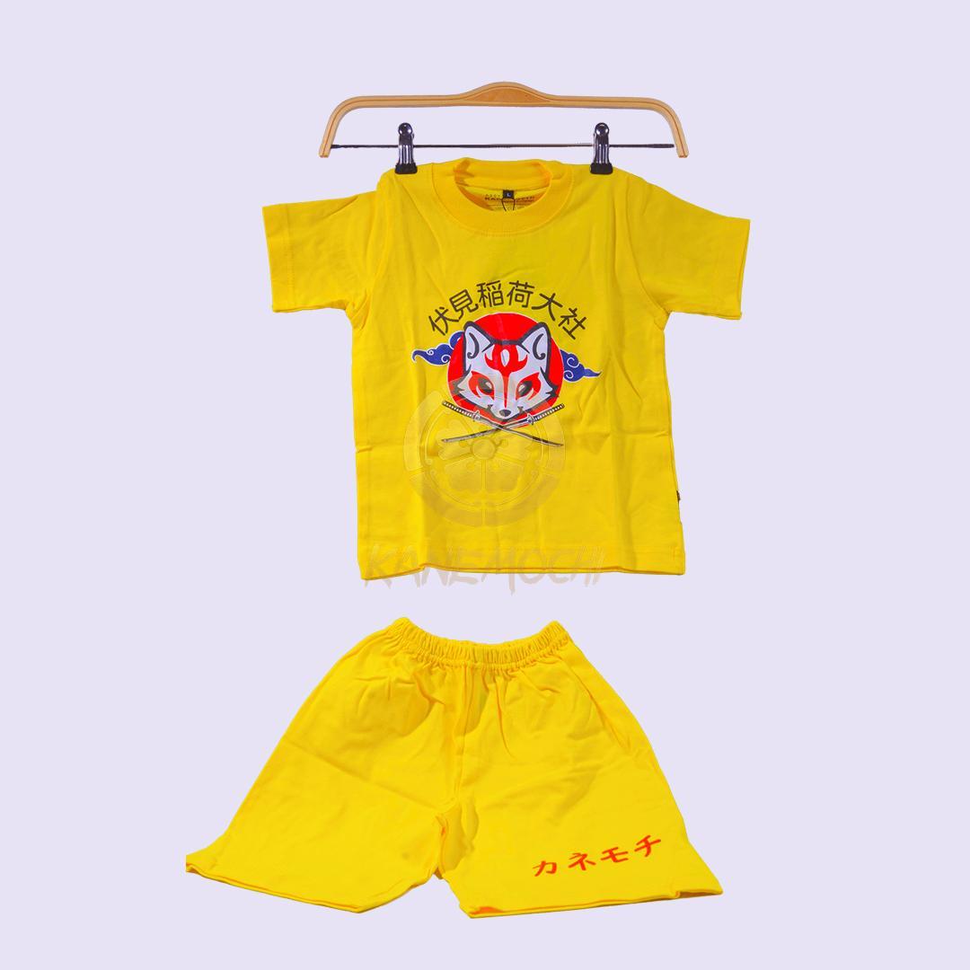Varian KITSUNE YELLOW S dari KANEMOCHI T-SHIRT - KANEMOCHI KAOS ANAK MOTIF JEPA...