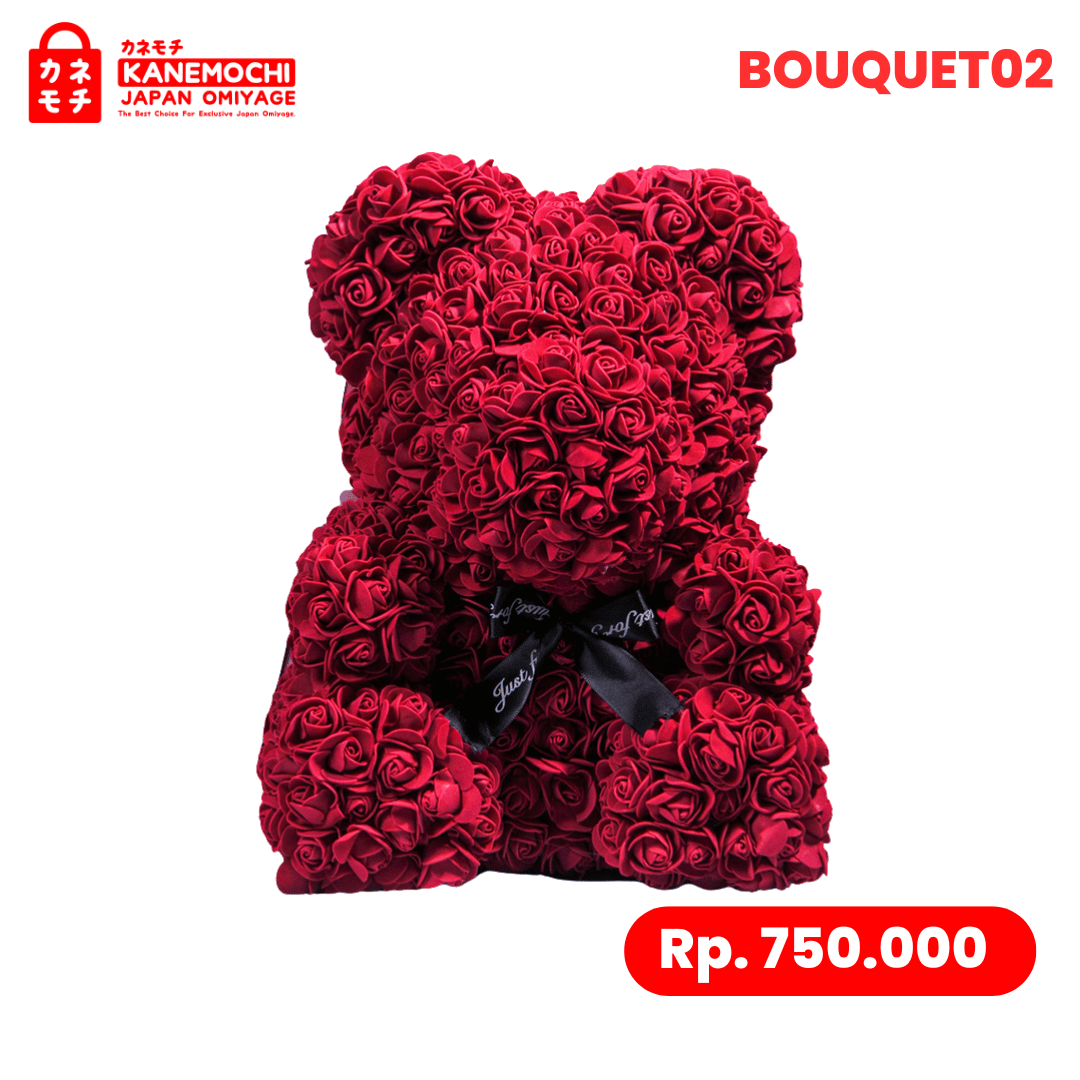 Varian TEDDY BEAR ROSE BUKET (VARIASI PITA) MAROON dari Kyoto Signature Bouquet (VARIASI PITA) - SURPRISE...