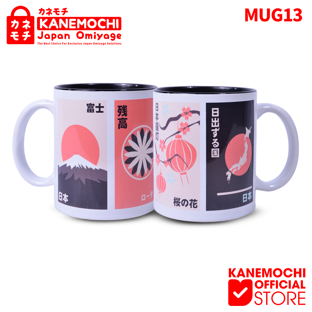 Varian JAPAN CHIZU dari KANEMOCHI MUG KERAMIK WHITE SOUVENIR GELAS KHAS JE...