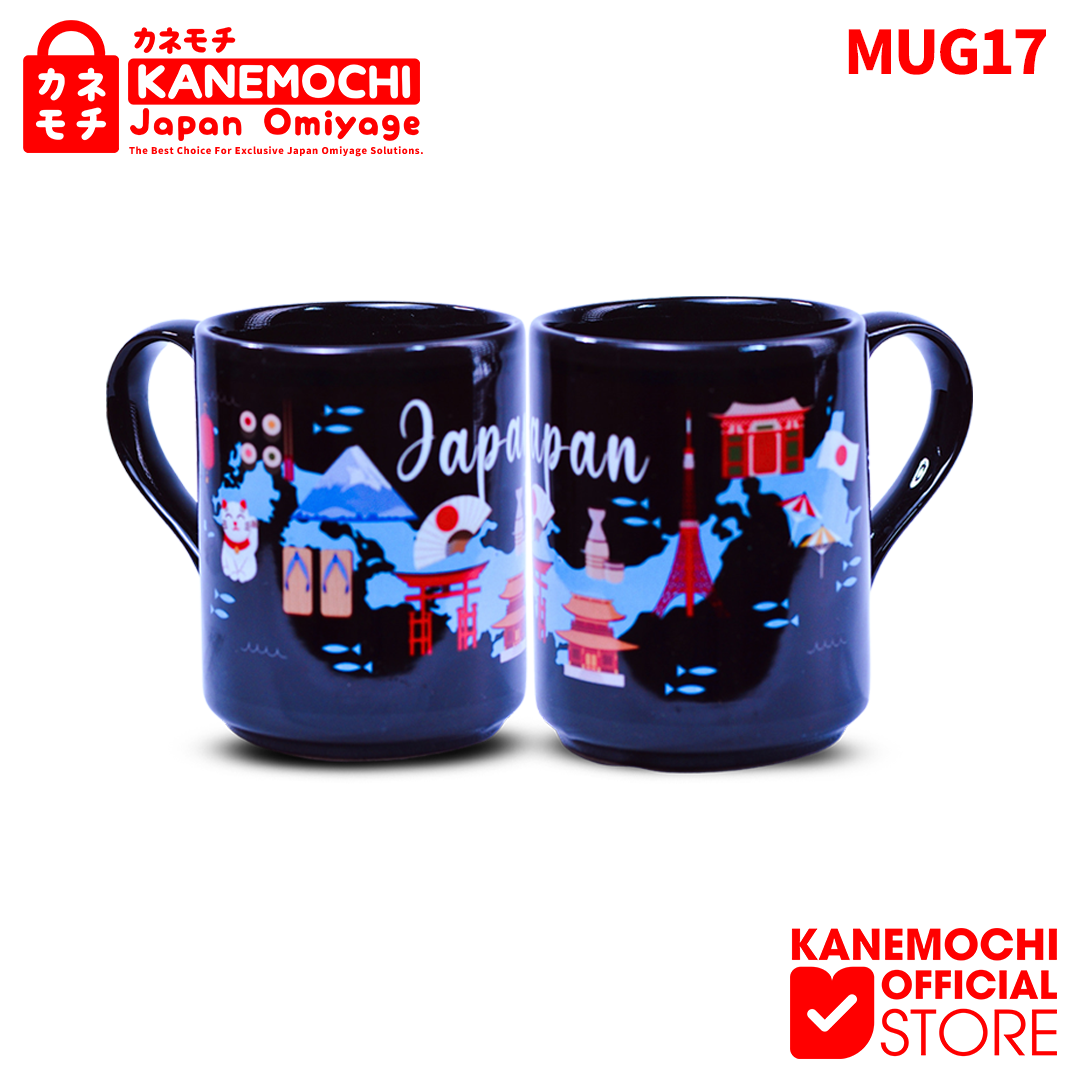 Varian JAPAN CHIZU dari KANEMOCHI MUG KERAMIK BLACK SOUVENIR GELAS KHAS JE...