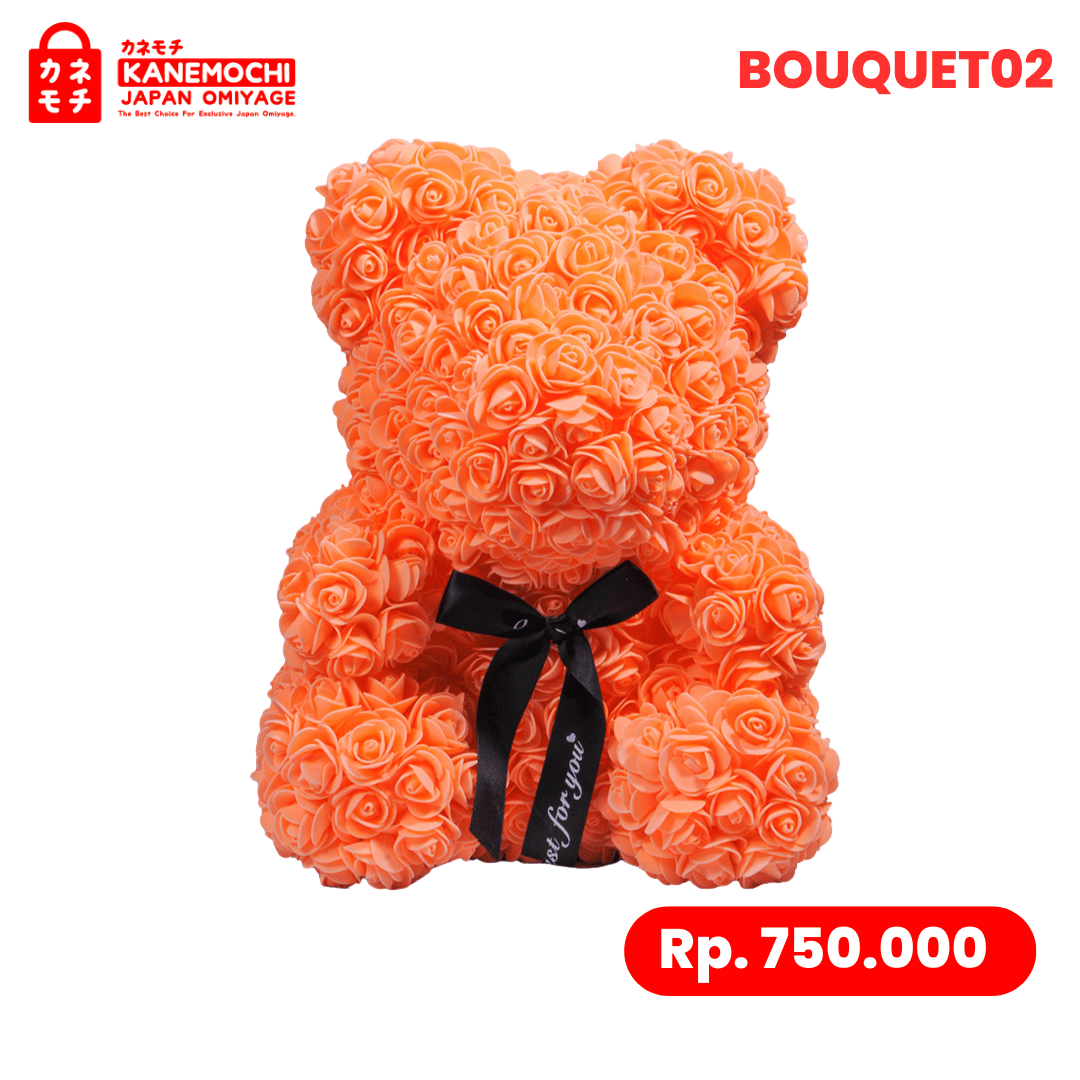 Varian TEDDY BEAR ROSE BUKET (VARIASI PITA) ORANGE dari Kyoto Signature Bouquet (VARIASI PITA) - SURPRISE...