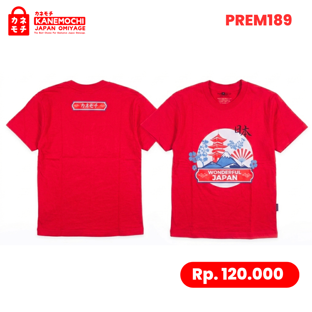 Varian KAOS PREMIUM WONDERFUL JAPAN ( RED )  dari PRESTIGE COLLECTION TEE CRIMSON EDITION (RED)  - K...