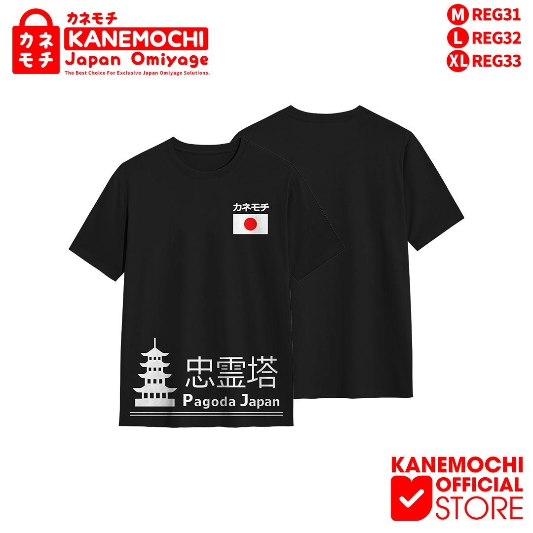 Varian KAOS HITAM PAGODA JAPAN = XL dari KANEMOCHI T-SHIRT - KAOS HITAM UNISEX MOTIF PAGODA...