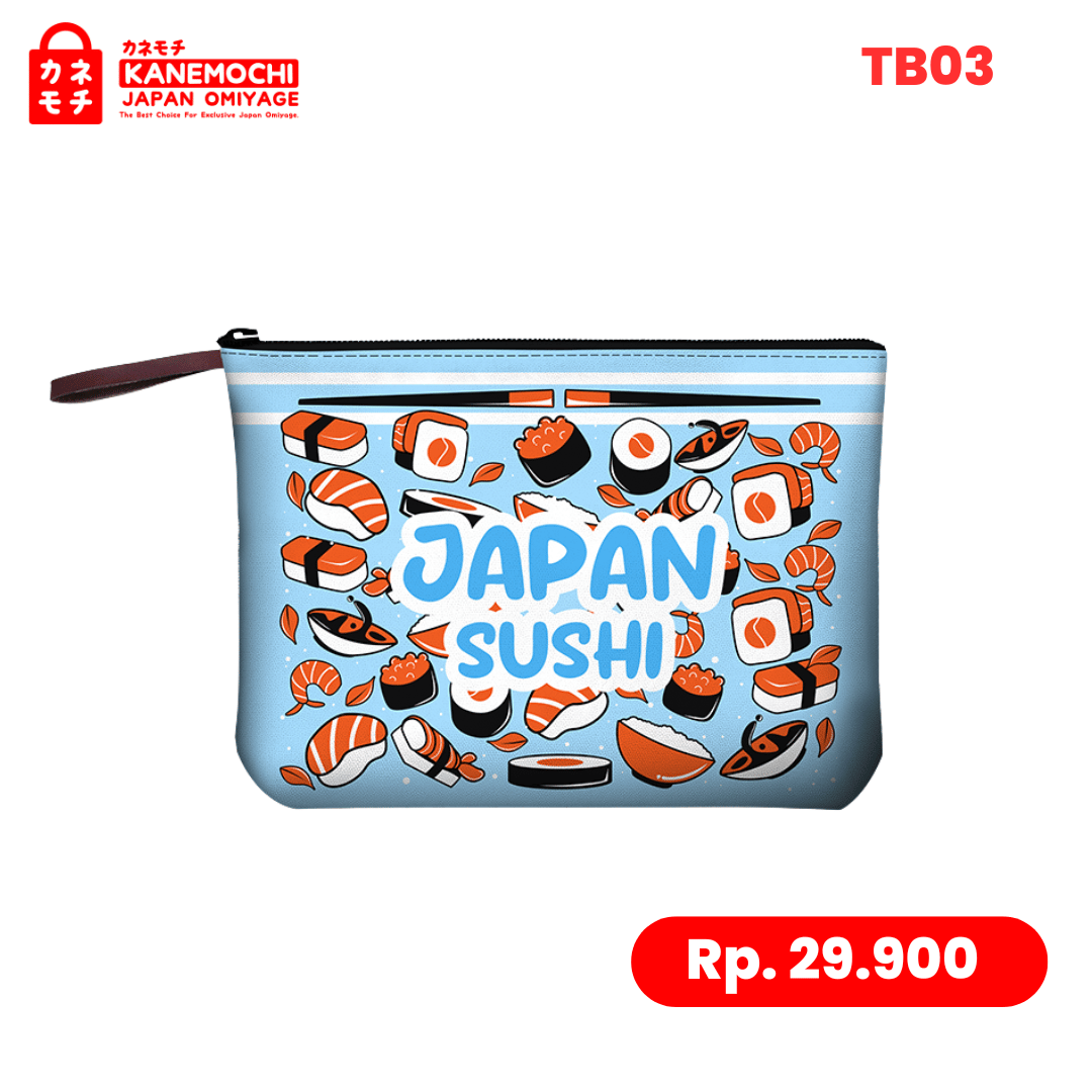 Varian TB03 - POUCH JAPAN SUSHI 29X23CM dari Authentic Japanese Utility Pouch | Pouch Multifung...