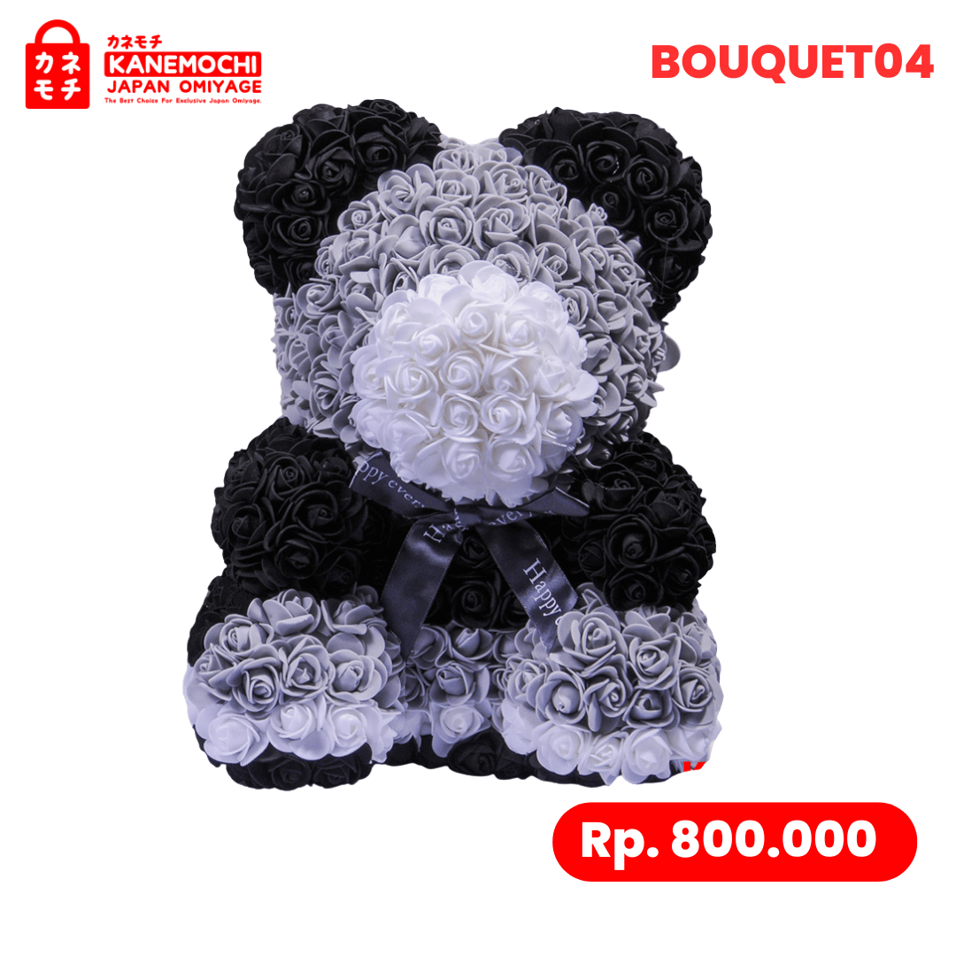 Varian TEDDY BEAR ROSE BUKET (VARIASI UNIQUE) BLACK-GREY-WHITE dari Tokyo Colorful Love Bouquet - Tokyo Christmas Blos...