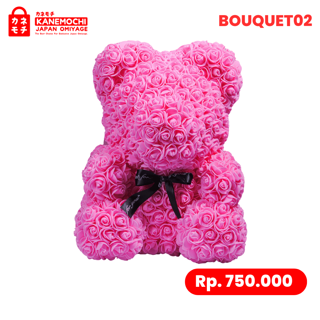 Varian TEDDY BEAR ROSE BUKET (VARIASI PITA) PINK dari Kyoto Signature Bouquet (VARIASI PITA) - SURPRISE...