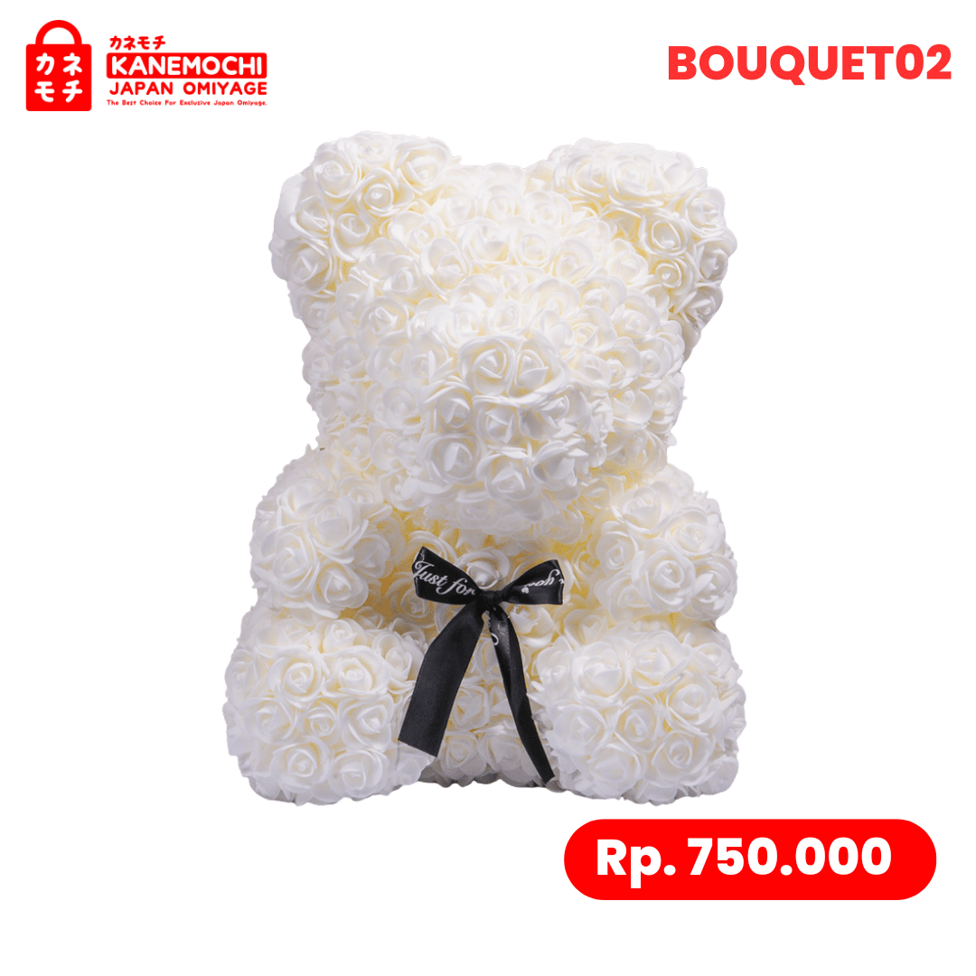 Varian TEDDY BEAR ROSE BUKET (VARIASI PITA) CREAM dari Kyoto Signature Bouquet (VARIASI PITA) - SURPRISE...