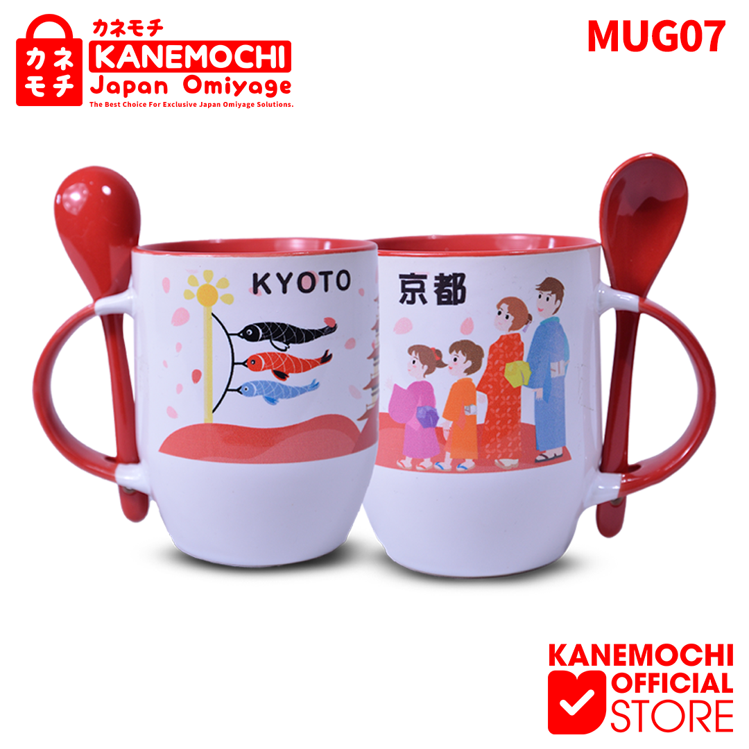 Varian KYOTO dari KANEMOCHI MUG KERAMIK + SENDOK (SET)- SOUVENIR PRE...
