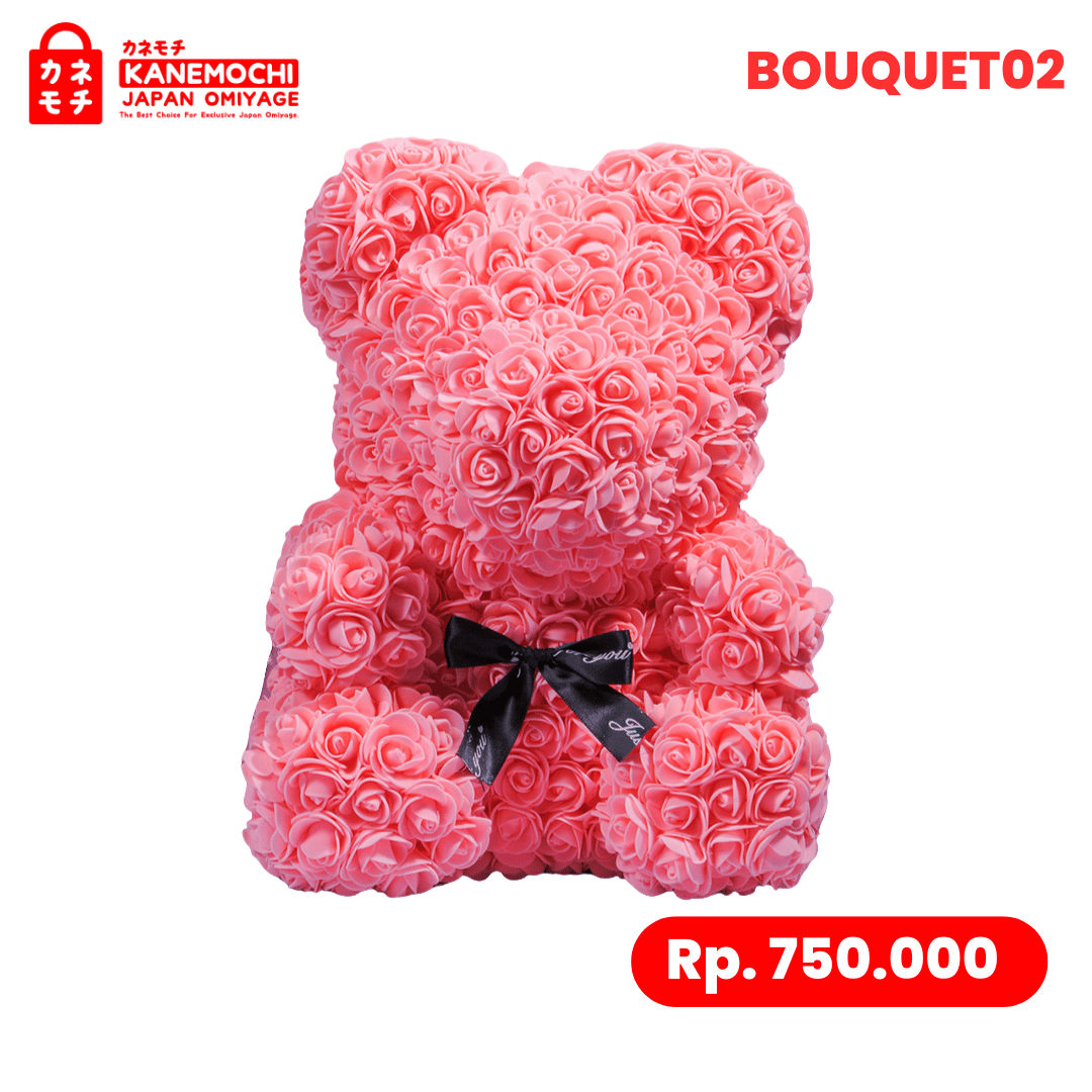 Varian TEDDY BEAR ROSE BUKET (VARIASI PITA) PEACH dari Kyoto Signature Bouquet (VARIASI PITA) - SURPRISE...
