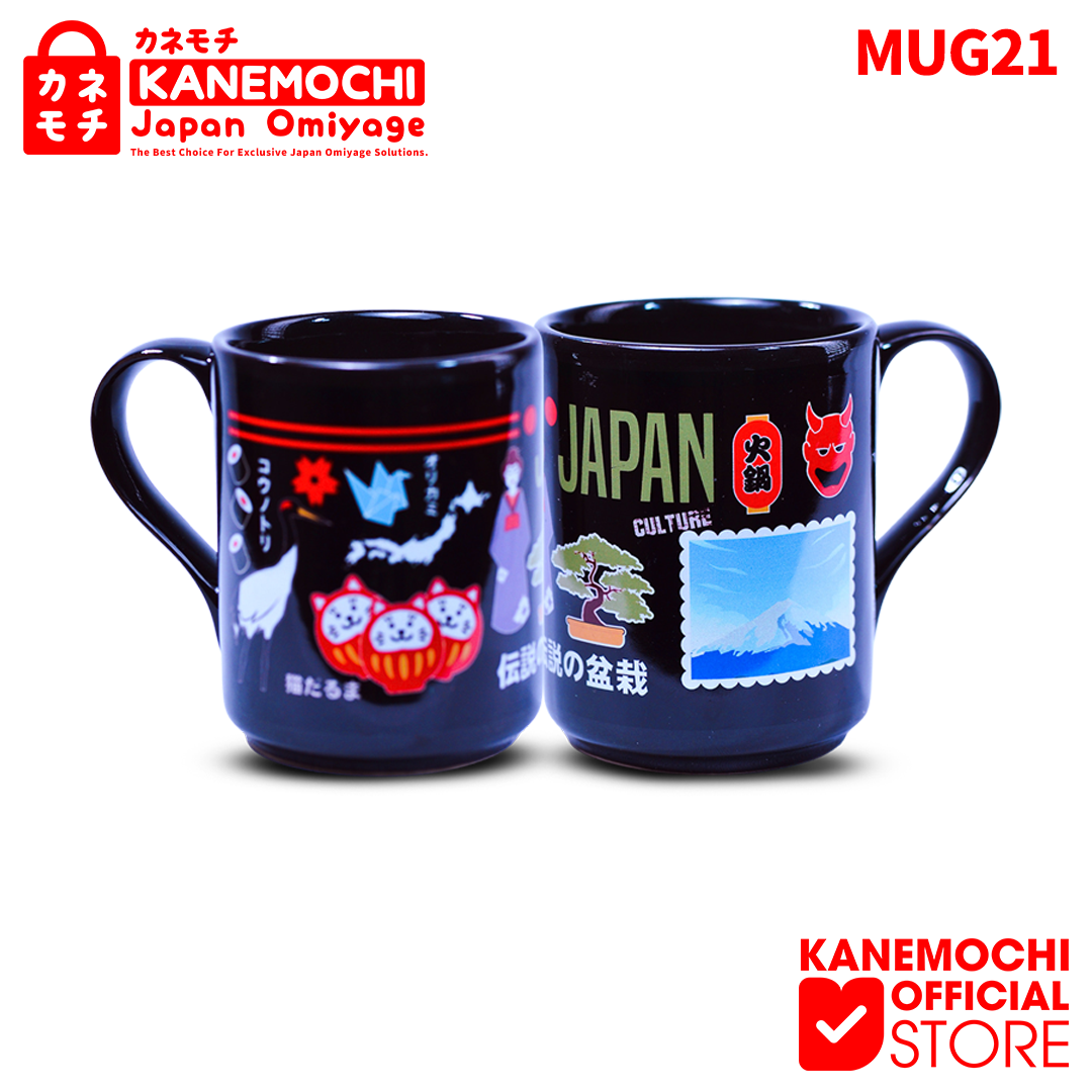 Varian JAPAN CULTURE dari KANEMOCHI MUG KERAMIK BLACK SOUVENIR GELAS KHAS JE...