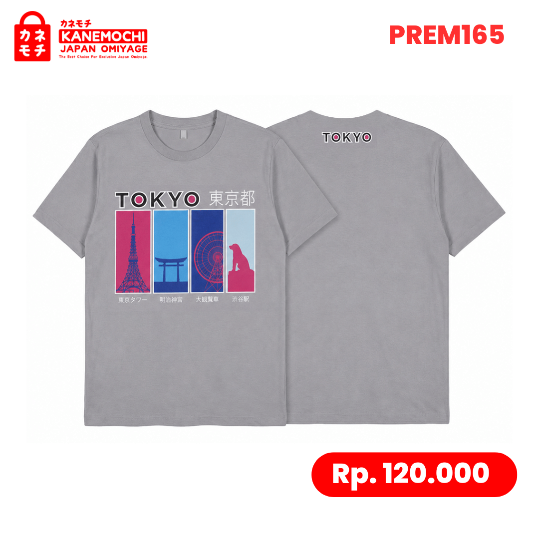 Varian KAOS PREMIUM NEON TOKYO JAPAN (CHARCOAL) dari PRESTIGE COLLECTION TEE STONE EDITION MOTIF NEON T...