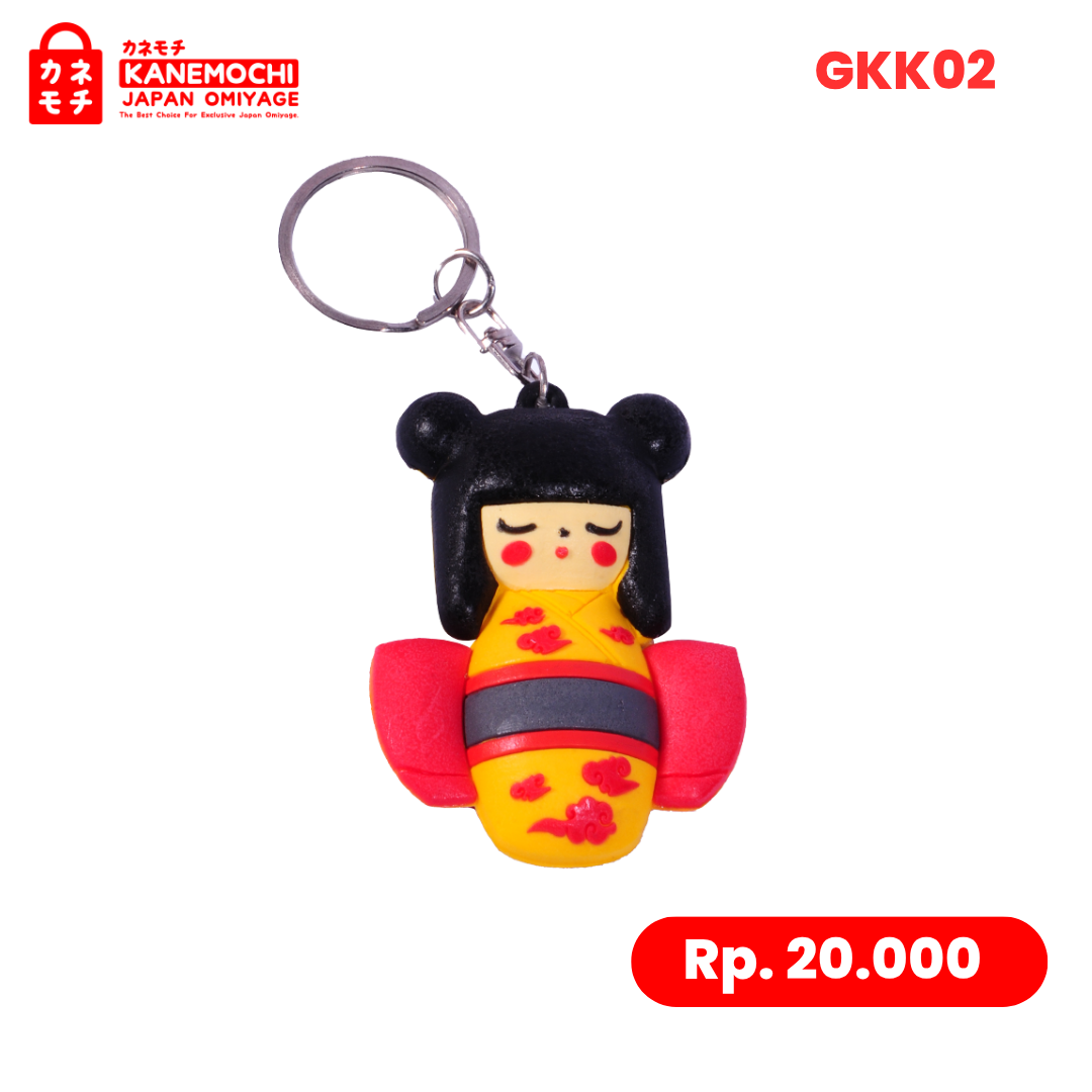 Varian KIMONO KUNING dari Kokeshi Heritage Charm | Gantungan Kunci Geisha Je...