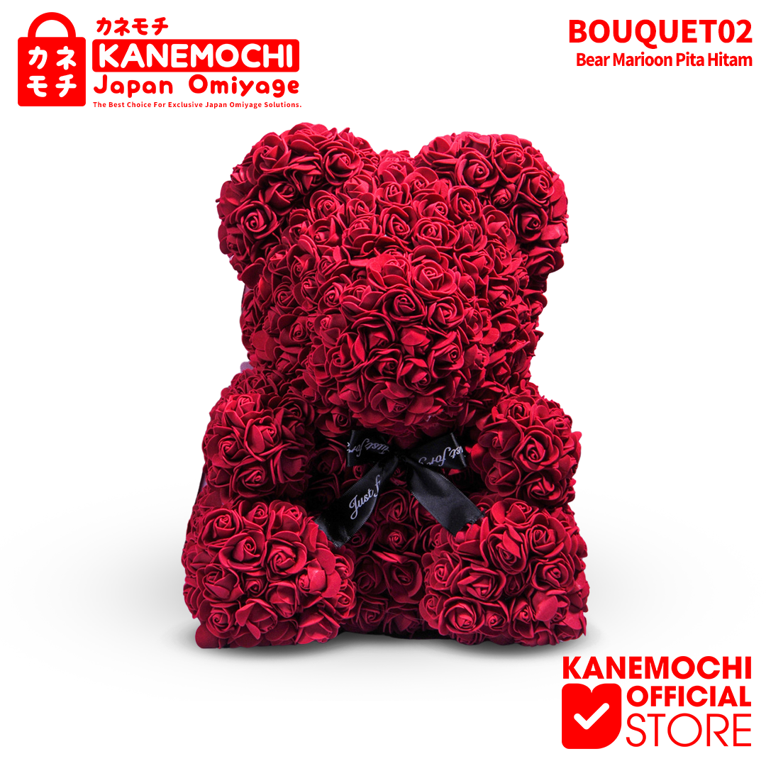 Varian TEDDY BEAR ROSE BUKET (VARIASI PITA) MAROON dari KANEMOCHI TEDDY BEAR ROSE BOUQUET - KANEMOCHI TEDD...