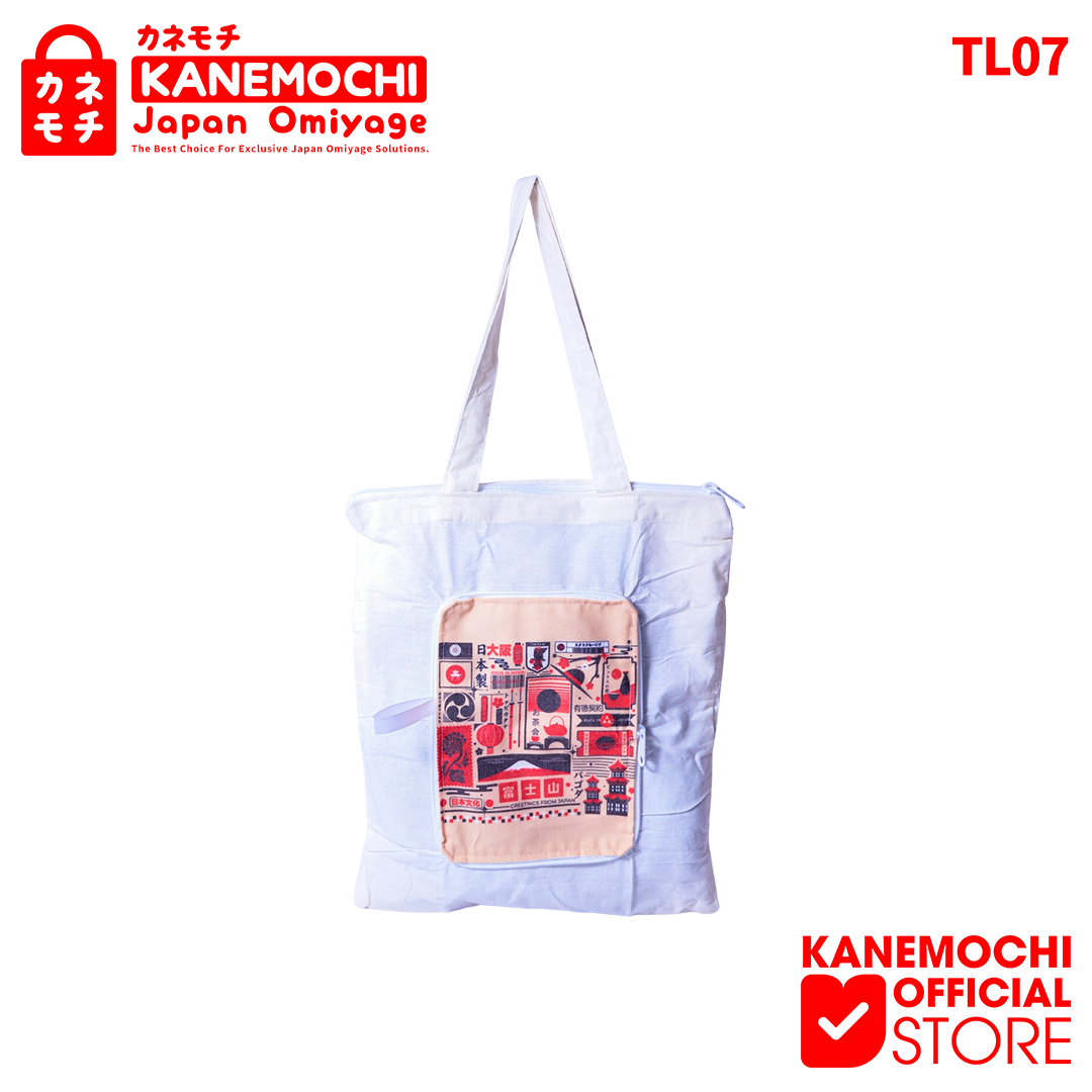 Varian GREETINGS FROM JAPAN (TL007) - SEDANG dari KANEMOCHI BAG / TAS LIPAT KANVAS SERBAGUNA MOTIF J...