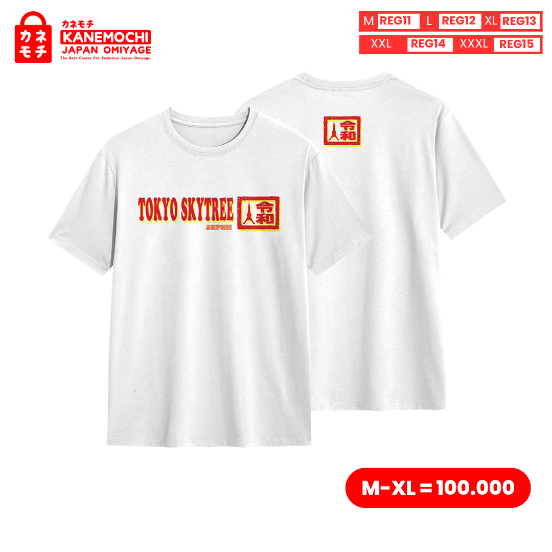 Varian KAOS PUTIH TOKYO SKYTREE = L dari JAPANESSE SIGNATURE TEE PEARL COLLECTION MOTIF TOK...