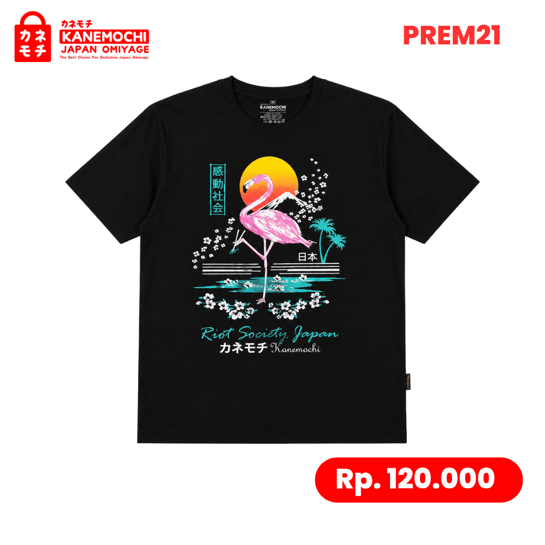 Varian KAOS PREMIUM FLAMINGO BIRD (BLACK) dari PRESTIGE COLLECTION TEE OBSIDIAN EDITION (BLACK)-U...